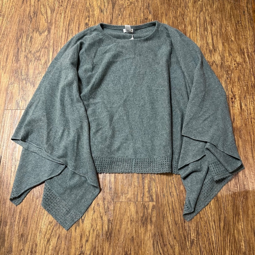 Garnet Hill Women's 100% Cashmere Poncho Green Size OS NEW!